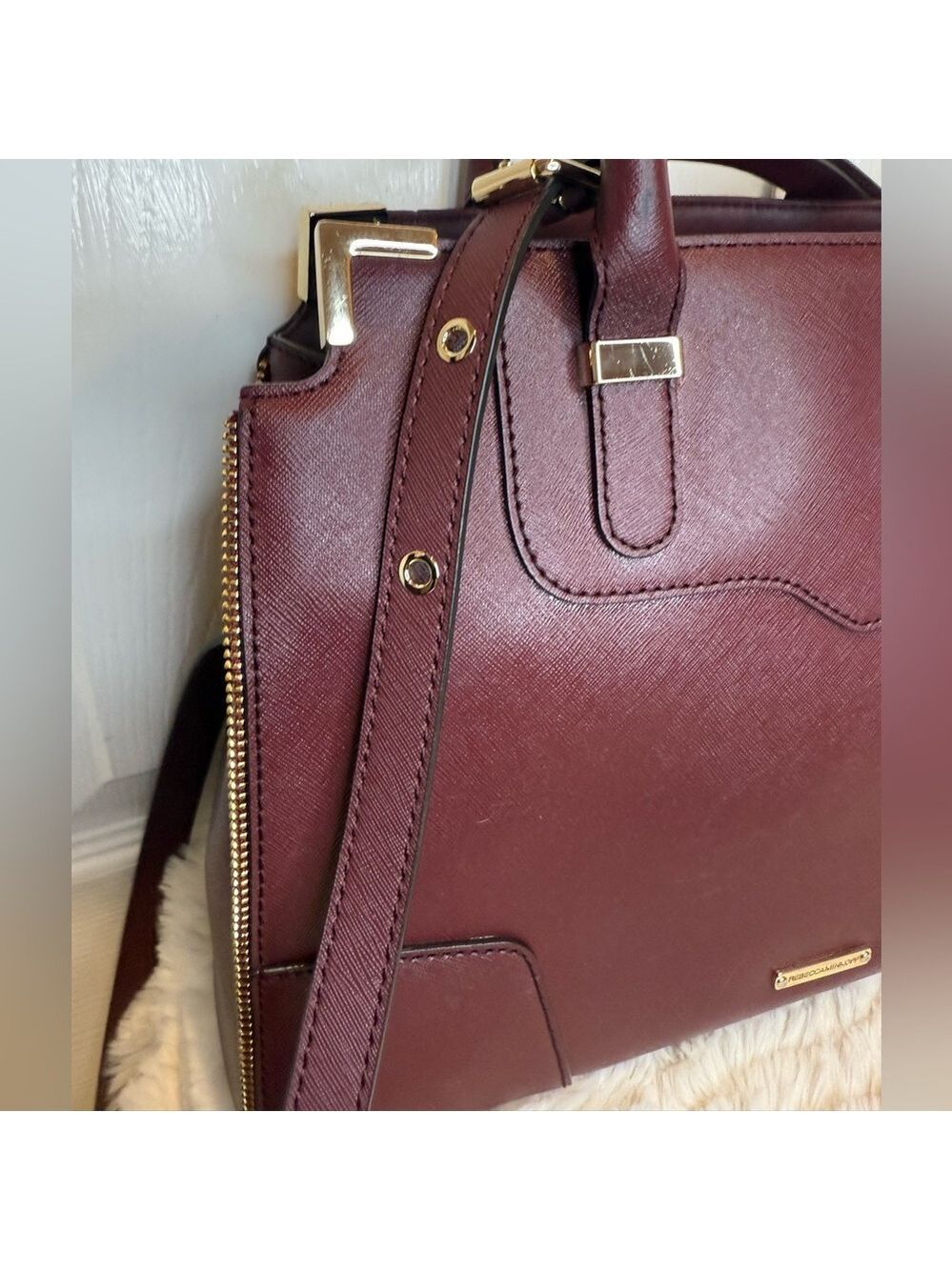REBECCA MINKOFF SAFFIANO LEATHER TOP HANDLE CROSSBODY SATCHEL TOTE - Picture 7 of 16